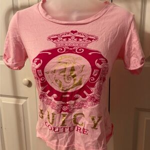 Juicy Couture Pink Short Sleeve Tee with Ornate Design